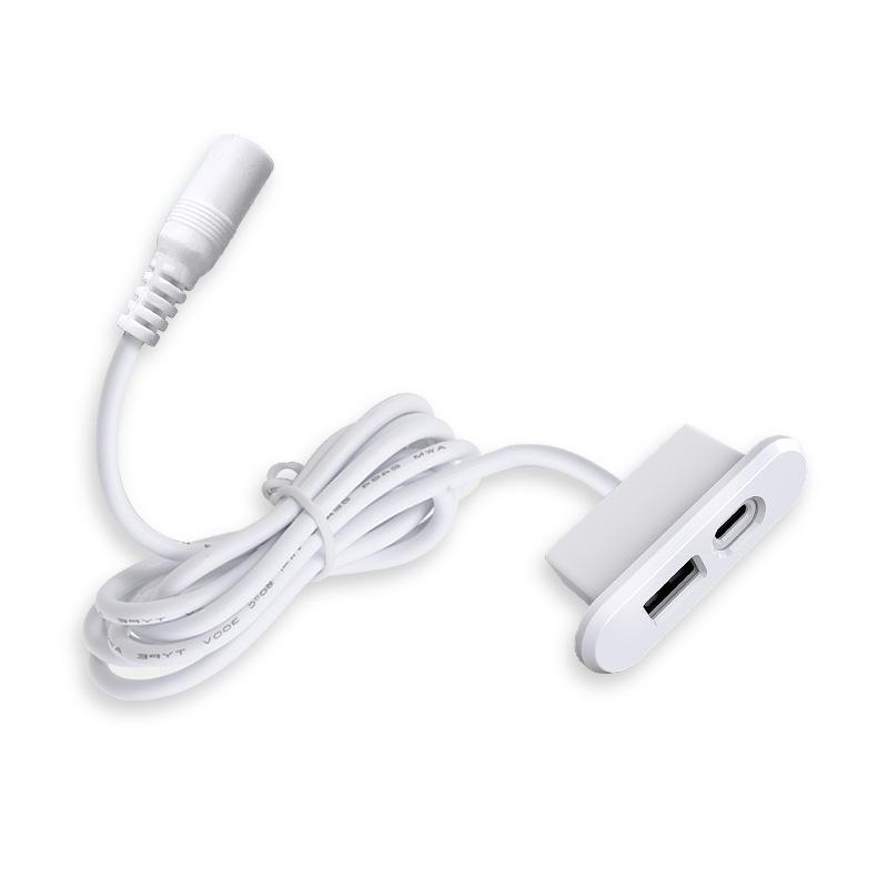 

12V Embedded USB Type-C Charger for Coffee Table, Sofa, or Bedside Cabinet - Concealed Furniture Phone Charger. Model T21C White чорний