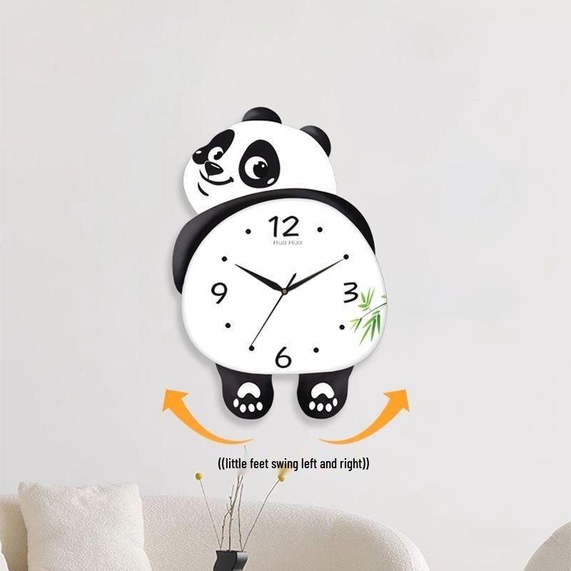 Modern Panda Pendulum Wall Clock: Silent, Creative Design for Living Room, Bedroom, or Restaurant