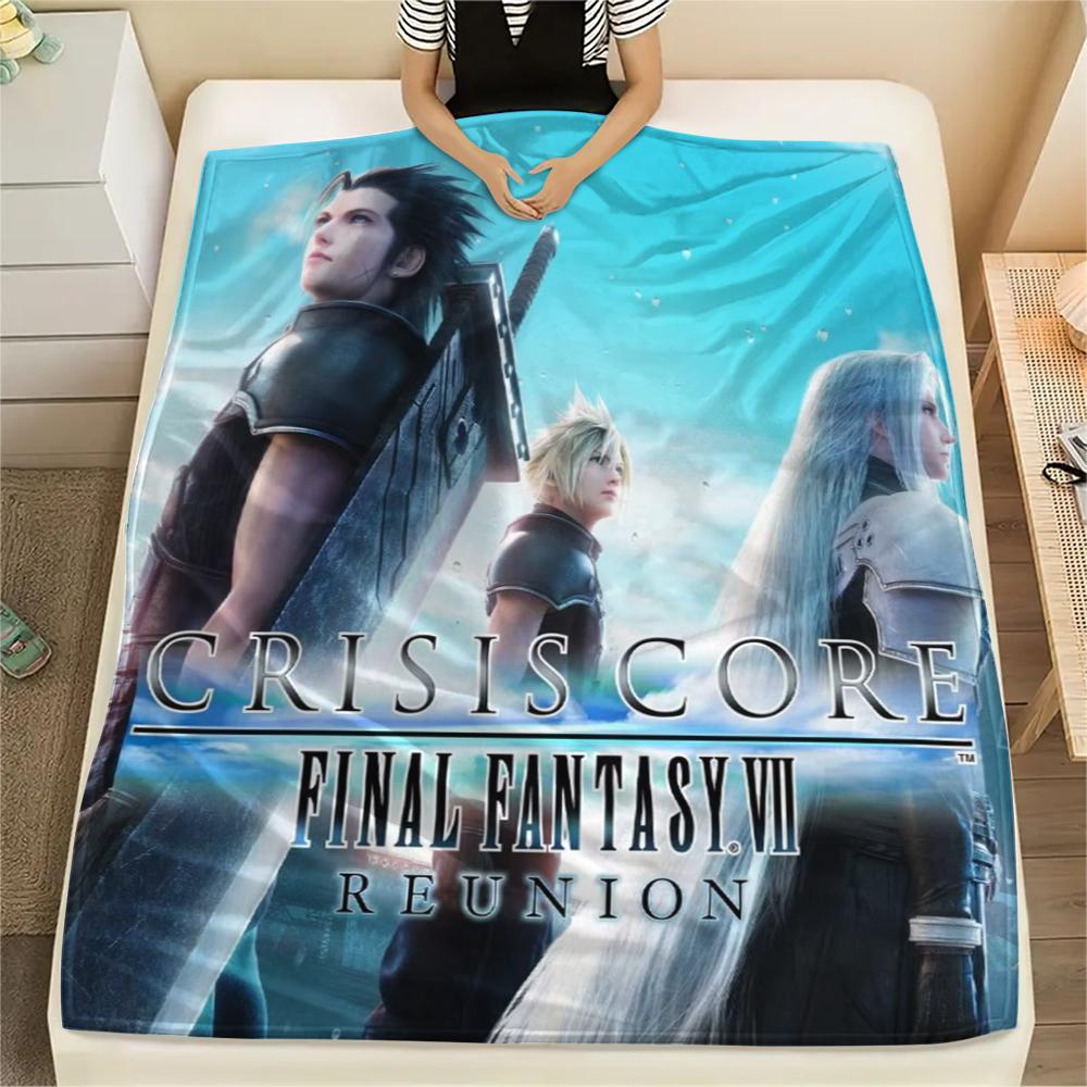1Pc Final Fantasy Print Flannel Blanket, High Quality Comfortable for All Seasons, Home Decor, Warmth and Comfort, Perfect for Gifts