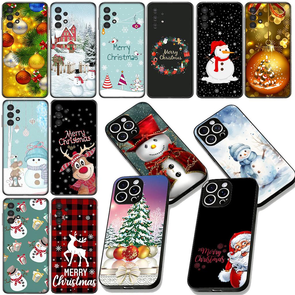 Snowman Merry Christmas Snow Tree Deer Gift Cover for Samsung Galaxy S25 Edge S24 S23 FE Plus Ultra A16 A15 A55 A57 5G Case