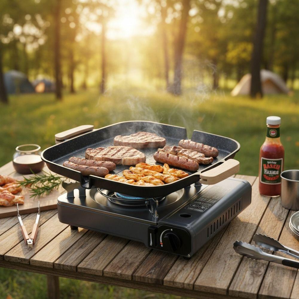 Aluminum Zinc Zinc Alloy Barbecue Tray with Oil Outlet Barbecue Plate Korean Square Grill Pan  Outdoor