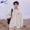 Men's Waffle Knit Hooded Cardigan Sweatshirt