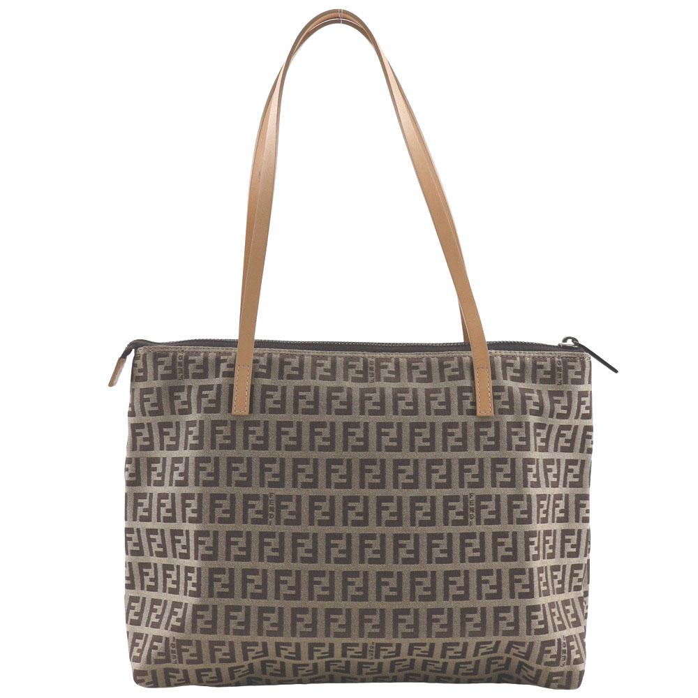 FENDI Zucchino Tote Bag 8BH022 Brown canvas Women Used