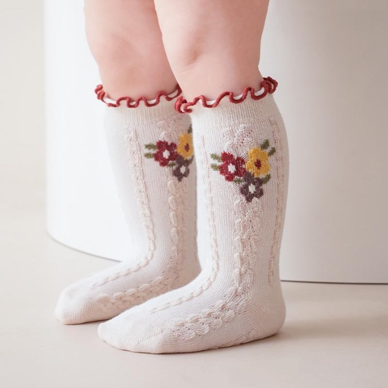 Baby Cotton Socks For Girls Newborn Toddler Ruffle Boneless Sock Children Medium tube Princess Stockings 0-8 Years Autumn Winter