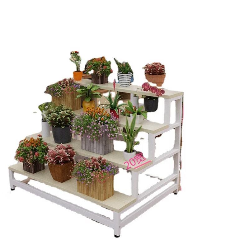 Wielopoziomowy stojak na kwiaty trapezoidalny z kutego żelaza na balkon wewnętrzny