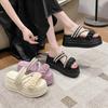 Mode 9CM Sommer Casual High Platform Sandalen Damen Schnallenriemen Pantoletten Dicke Sohle Perle Sandalen Frau Klobige Strandschuhe Mujer