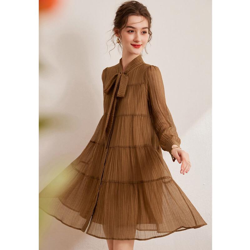 Women's Elegant Lyocell Blend Tie-Waist Midi Dress