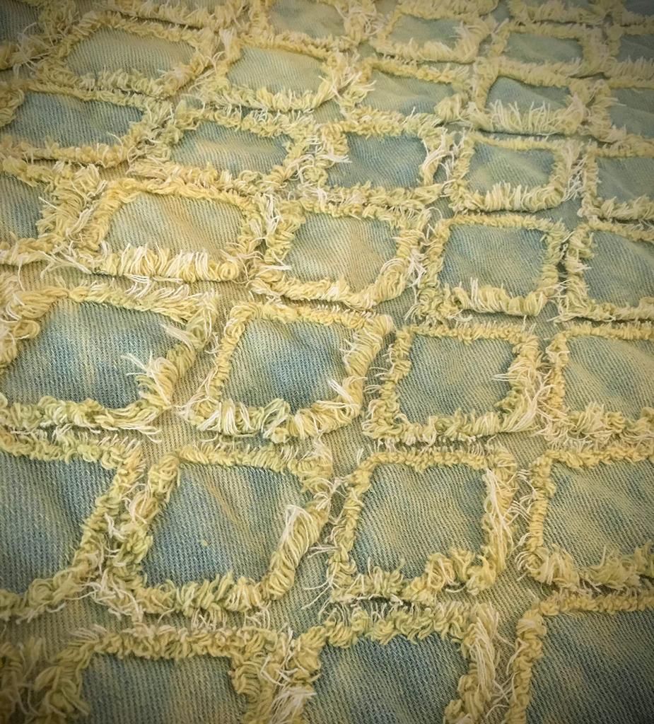 Fringe Diamond Denim Handmade Denim Thin Cotton Denim 1m Fabric, Remnants, Fabric, (Yellowstone)
