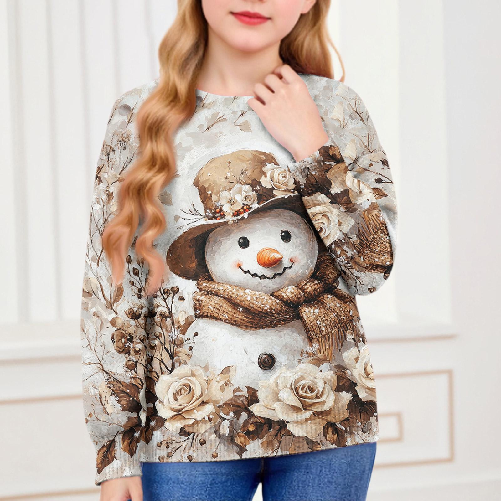 

Рождественские свитшоты для детей мальчиков и девочек вязаный свитер милая рубашка осенний пуловер с круглым вырезом топы 120