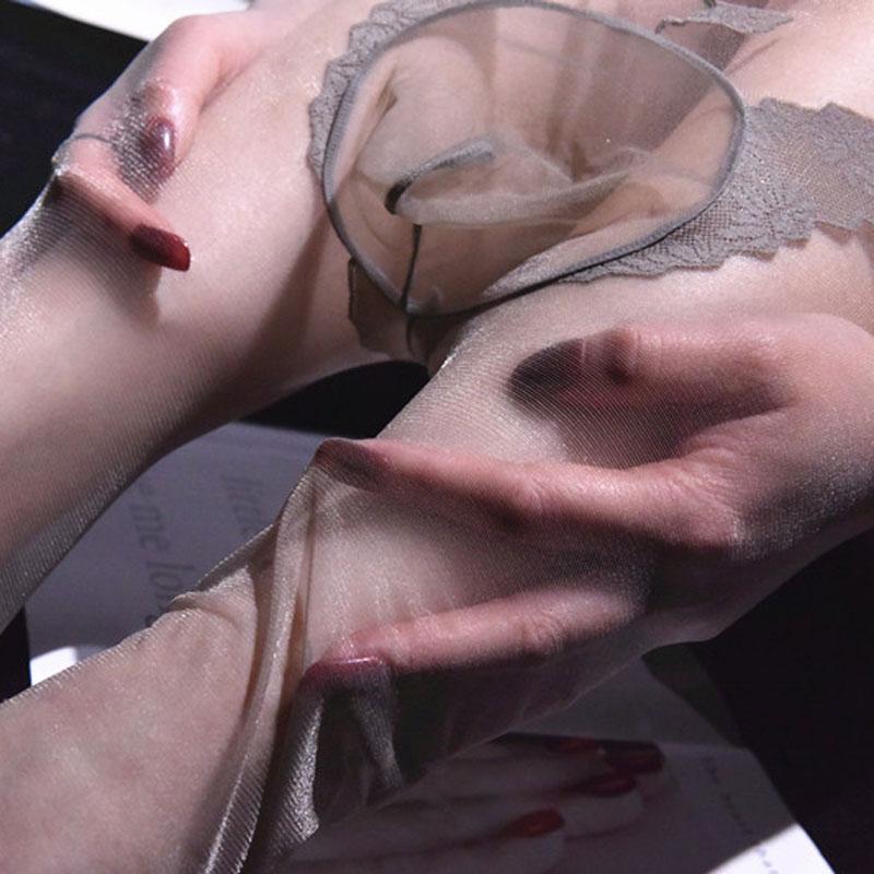 Lace 3D Thin Sexy Men Oil Shiny Sockings Glossy U Convex Pouch Temptation Perspective Tight Stockings COCKring Shaping Pantyhose