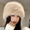 Imitation Mink Fur Winter Fisherman Hat Temperament Anti-cold Basin Cap Plush Bucket Hat  Travel