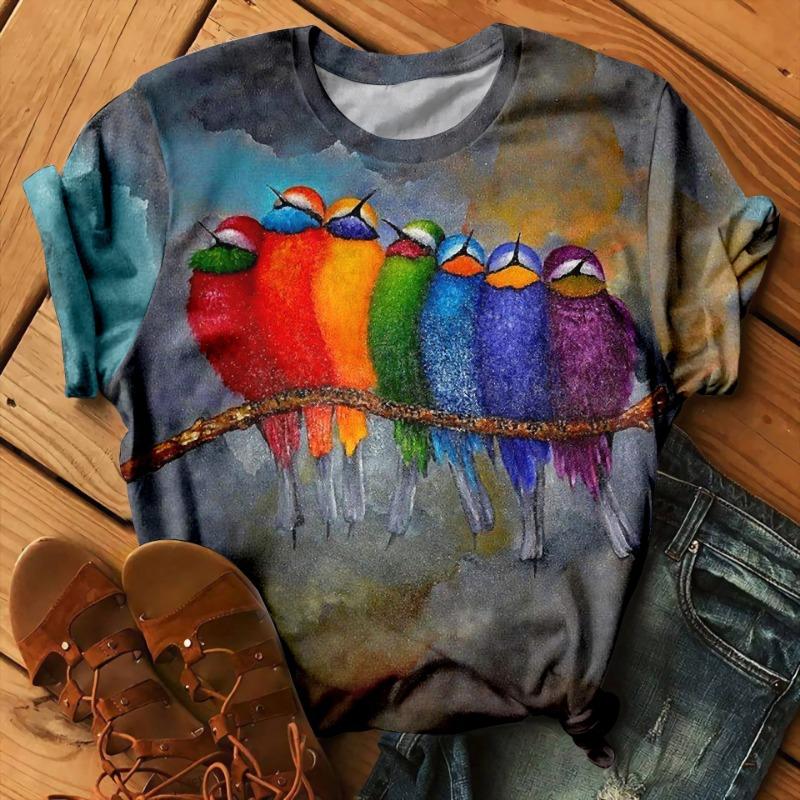 Roztomilá malá černá kočka Obrázek 3D digitální tisk Volné oversized dámské letní tričko s krátkým rukávem s kulatým výstřihem