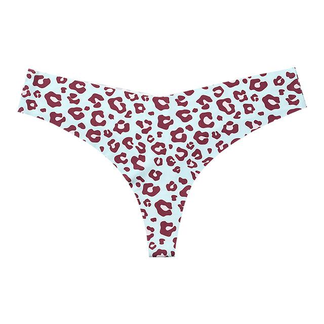Sexy Leopard Seamless Underwear Women's Ice Silk Breathable Sports Pure Cotton Crotch Antibacterial Women's Thong Panties