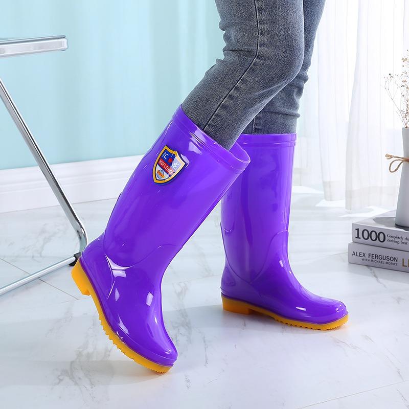 High tube rain shoes water shoes women's adult long tube water boots wear rain boots women's fashion waterproof and non-slip rubber shoes summer