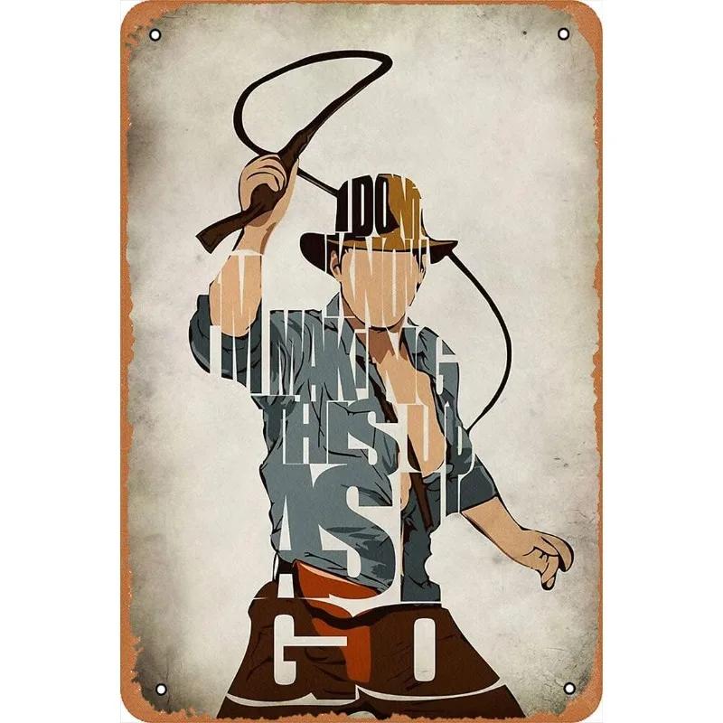 Classic Movie Tinplate Poster Indiana Jones Metal Sign Retro Industrial Wall Decor Plaque Bar Garage Home Tin Sign Art Plates