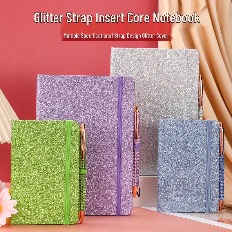 Exquisite Glitter Sequin Strap Journal: Personalized Creative Diary Notebook