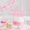19 Pcs Bow Cake Decoration,Black Pink Blue Bow Birthday Cake Decorations, Bow Happy Birthday Cake Top Cupcake Toppers Bow  Theme