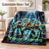 Teenage Mutant Ninja Turtles Custom Name Flannel Throw Blanket Soft Warm for Sofa Bed Indoor Home Use