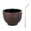 Gusseisenbecher - YOUDOIT - Schwarz und Bronze - 0,15 L - 4 Edelstahlstrohhalme - Vintage