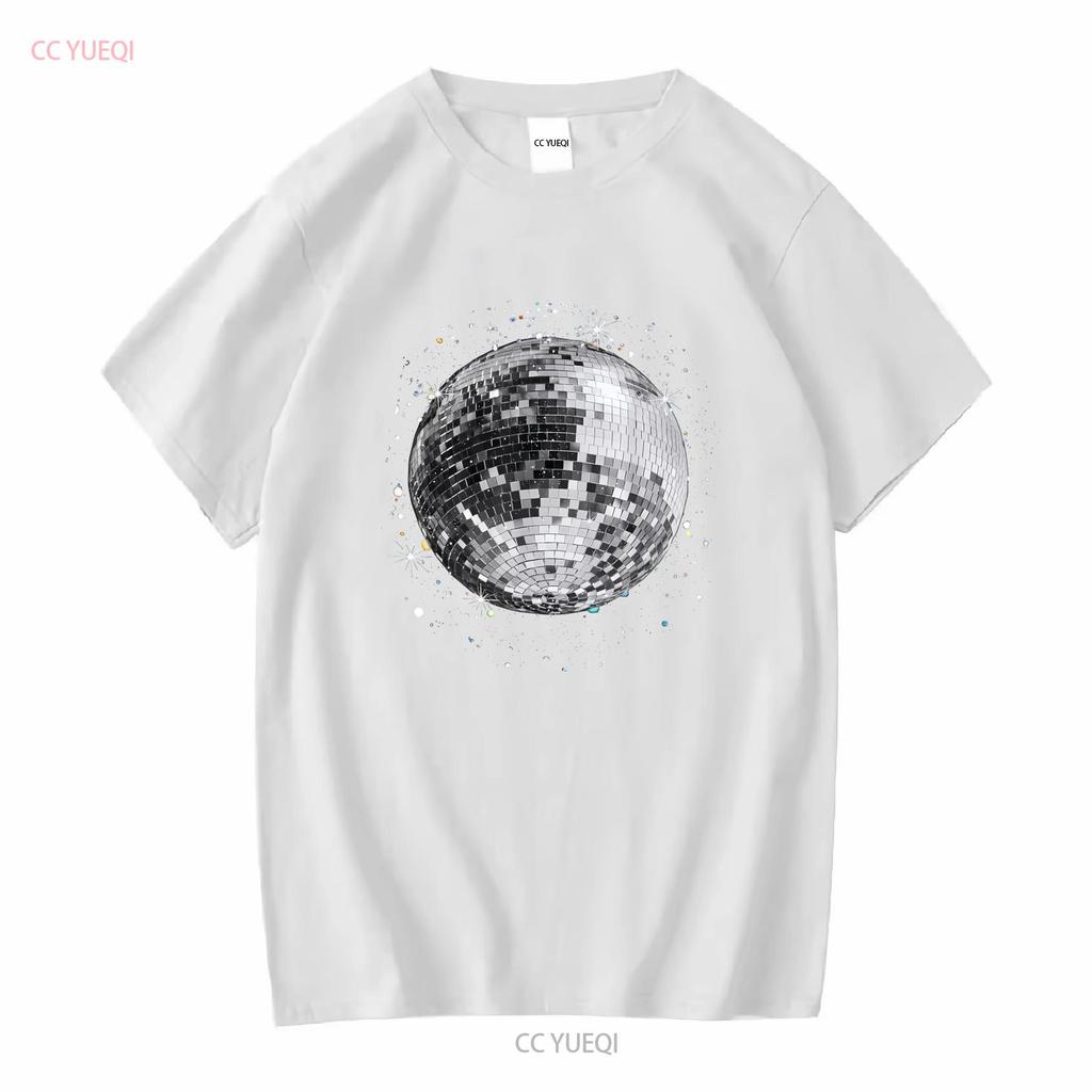 Black and White Disco Ball Club Retro T Shirt  vintage Washed homme Soft streetwear designer clothes Versatile Breathable