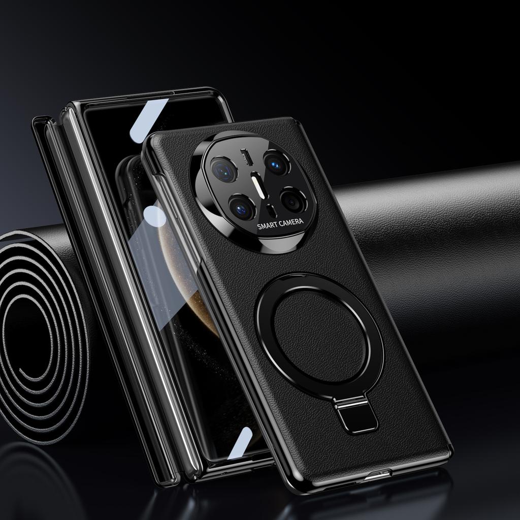 Business Style Pivot Magnetic Leather Case For Huawei Mate X5 X6 Bracket Cover Alloy Stand Ring With Glass Screen Protector