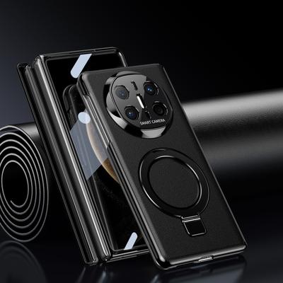 Business Style Pivot Magnetic Leather Case For Huawei Mate X5 X6 Bracket Cover Alloy Stand Ring With Glass Screen Protector