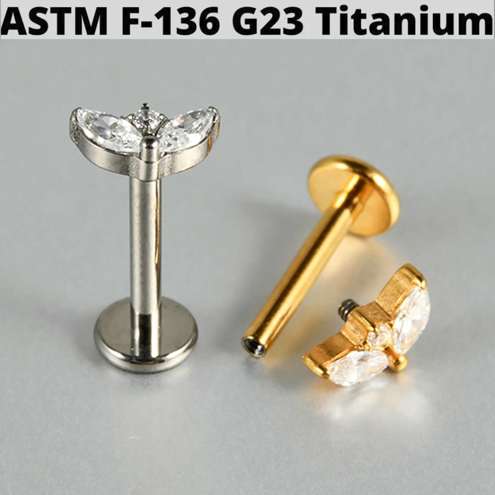 1PC G23 Titanium Butterfly Internal Thread Labret Lip Rings Cross Snake Ear Cartilage Tragus Helix Earring Lobe Piercing Jewelry