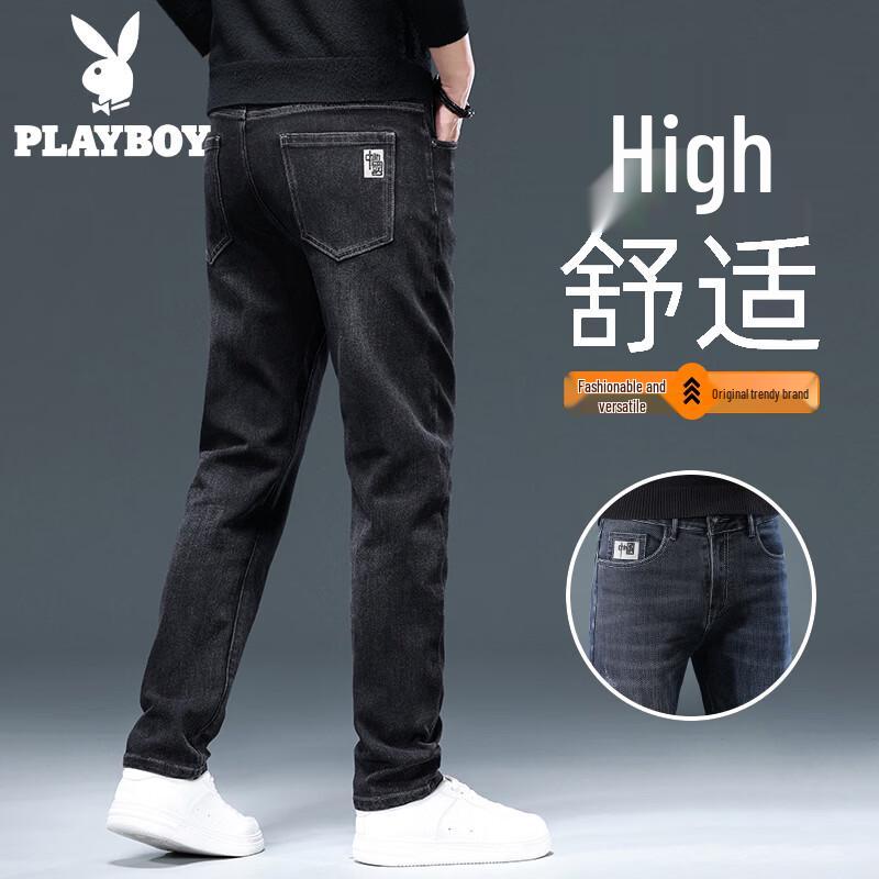 PLAYBOY Men s Fleece-Lined Straight-Leg Jeans 32