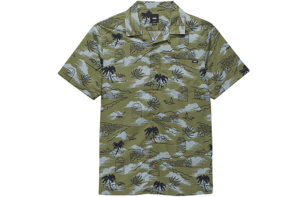 Vans Davista Buttondown Shirt Men's Olive Green VN000G7GAMB