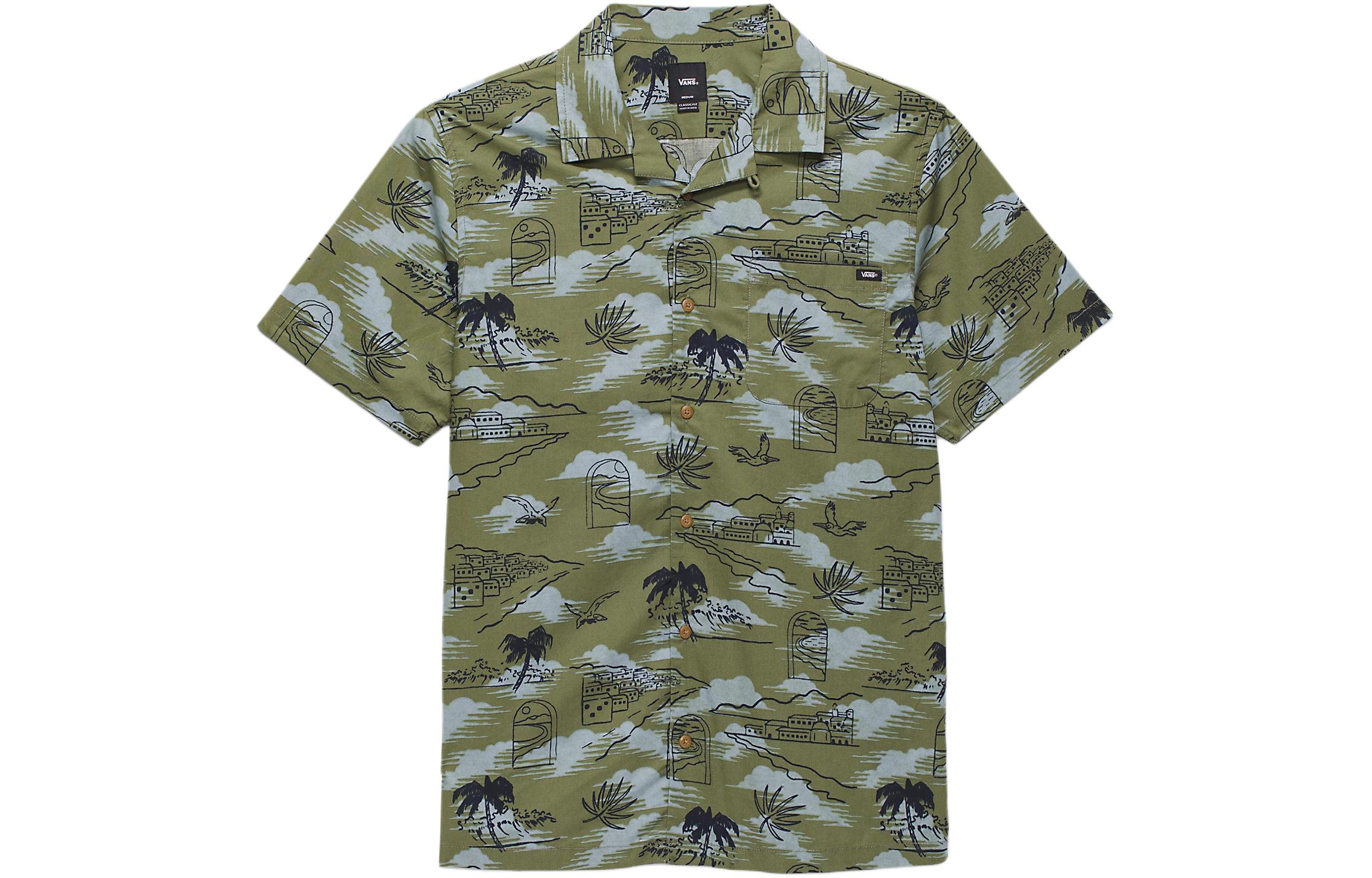 Vans Davista Buttondown Shirt Men s Olive Green VN000G7GAMB M