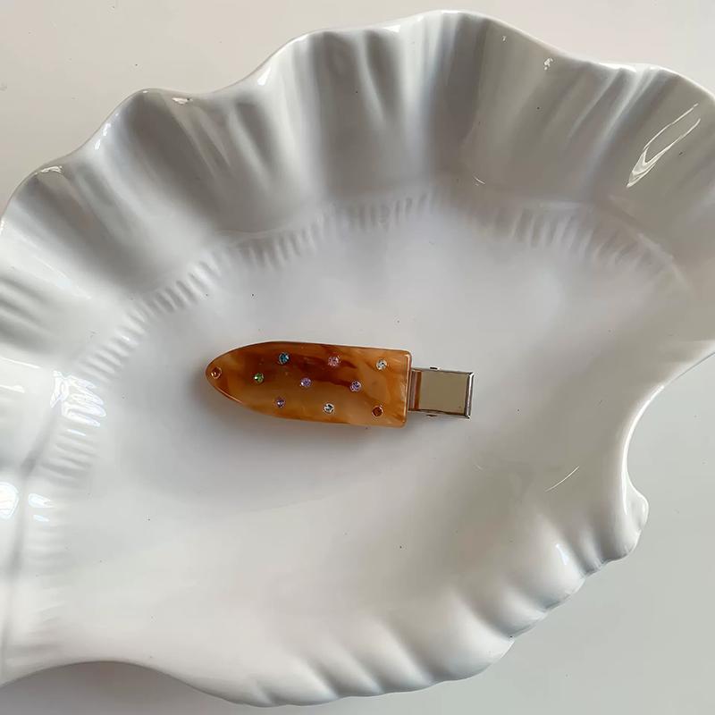 Superior Acetic Acid Colorful Rhinestones Seamless Hair Clip Female Sweet Bangs Clip Delicate Temperament Side Clip