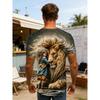 Men's Beautiful Girl and Lion 3D Printed T-Shirt Casual Short Sleeve Crewneck Top Cute Fairy Tale Style Animal Graphic Tee Harajuku Fashion Apparel