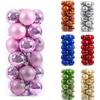4Cm Christmas Balls Ornaments 24Pc Green Colorful Shatterproof Christmas Tree Diy Decoration Hanging Ball For Xmas Party Wedding