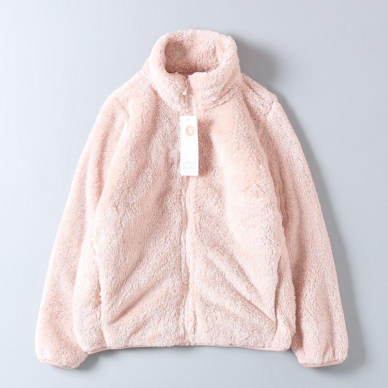 Women's Loose-Fitting Thick Warm Slim-Fit Stand-Collar Lamb Wool Fleece Coat for Spring and Autumn, Export Surplus