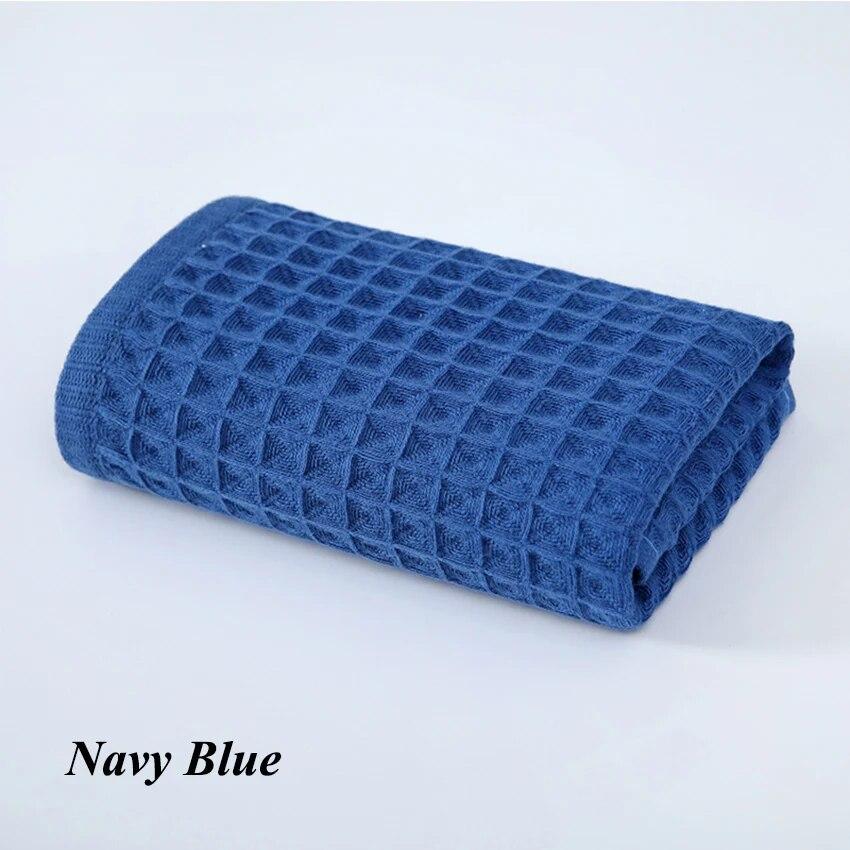 

Вафельное хлопковое банное полотенце, мягкое сотовое сильно впитывающее полотенце для душа для лица для взрослых и детей, домашняя ванная комната, душ, спа, плавание 34*74/70*140 см 70x140cm темно-синий