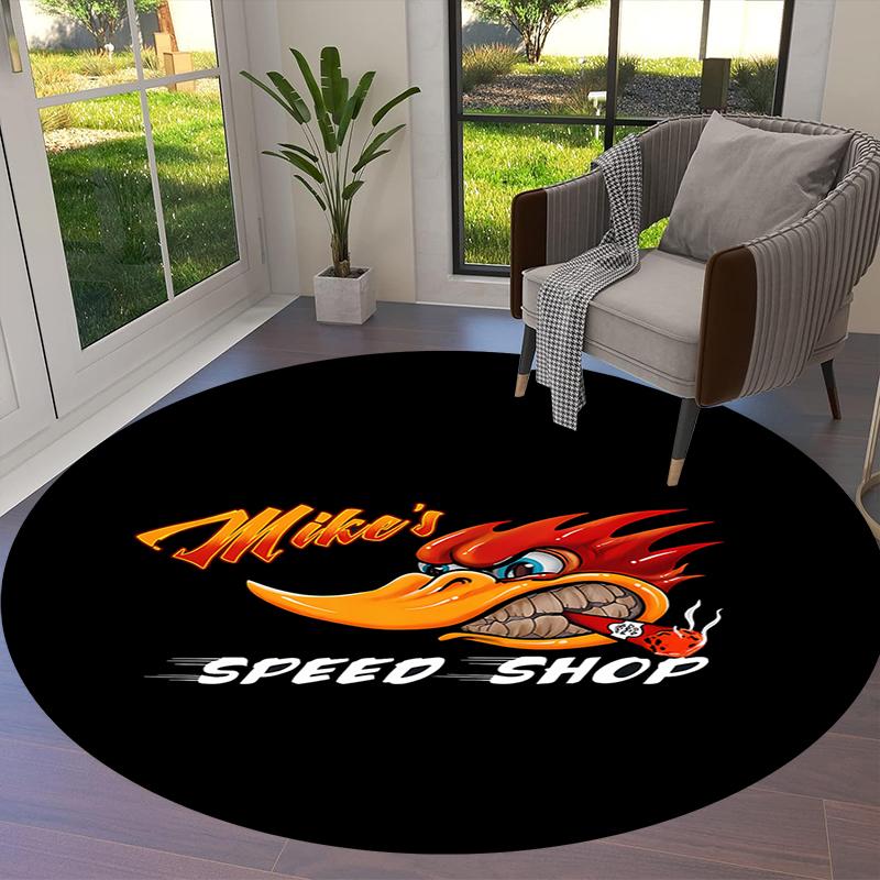 Mr. Horsepower Round Area Rug,Carpet Rug for Living Room Bedroom Sofa Playroom Decor,Non-slip Floor Mat