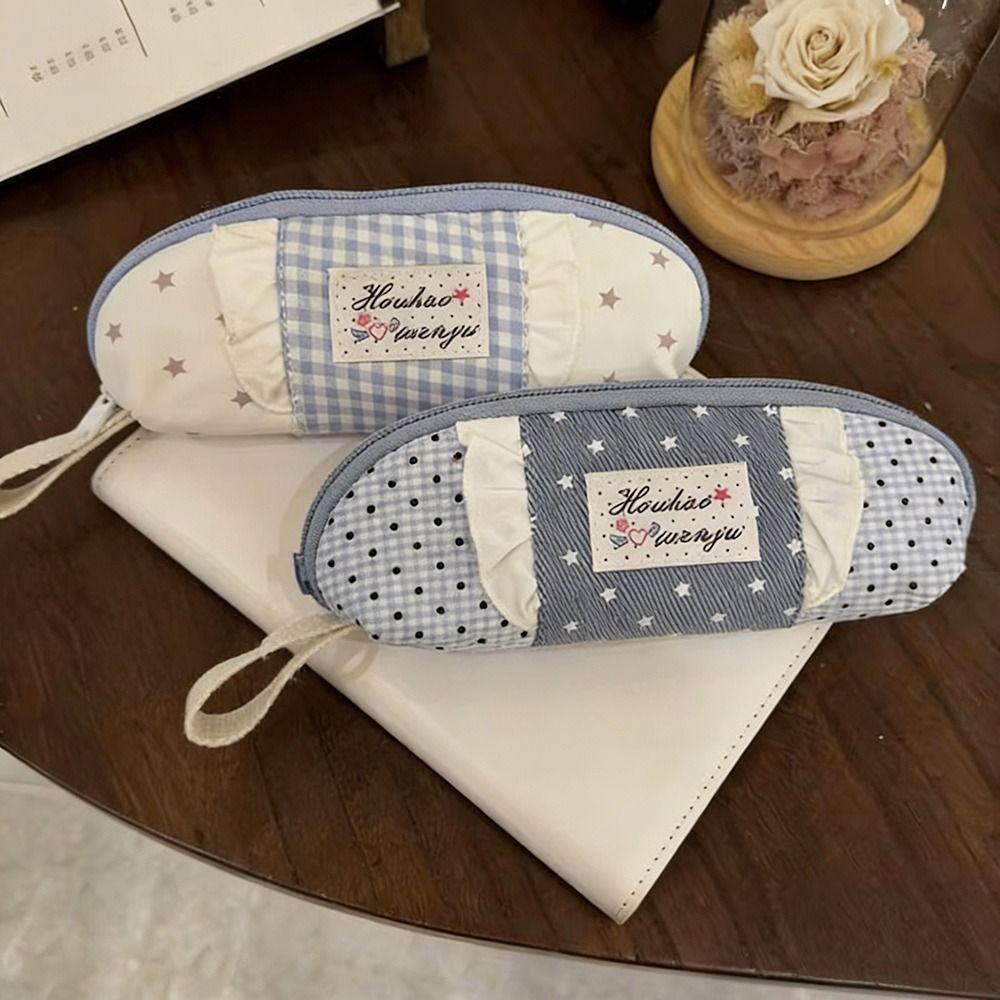 Dot Pattern Student Stationery Bag Multi-functional Makeup Pouch Cute Pencil Case