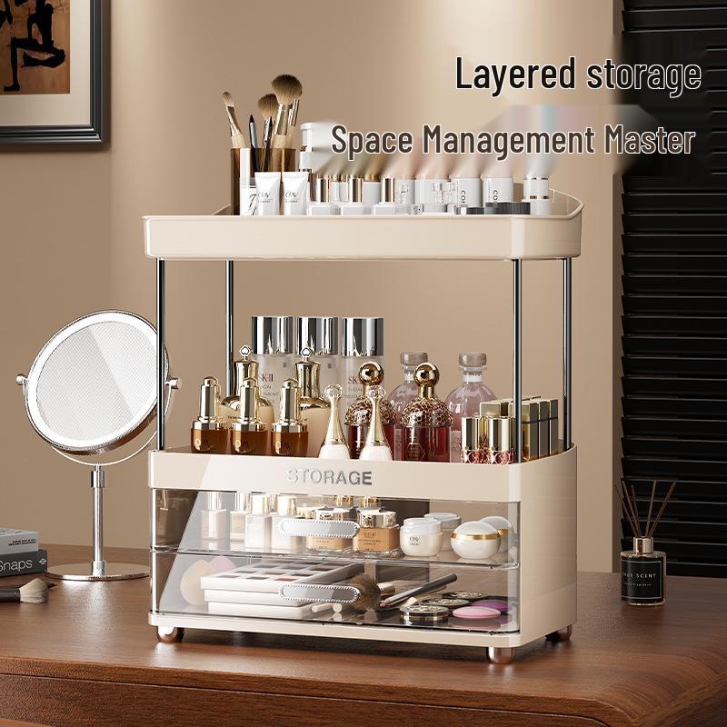 High-End Skincare and Makeup Organizer: Large Capacity Cosmetic Storage Box and Dressing Table Rack