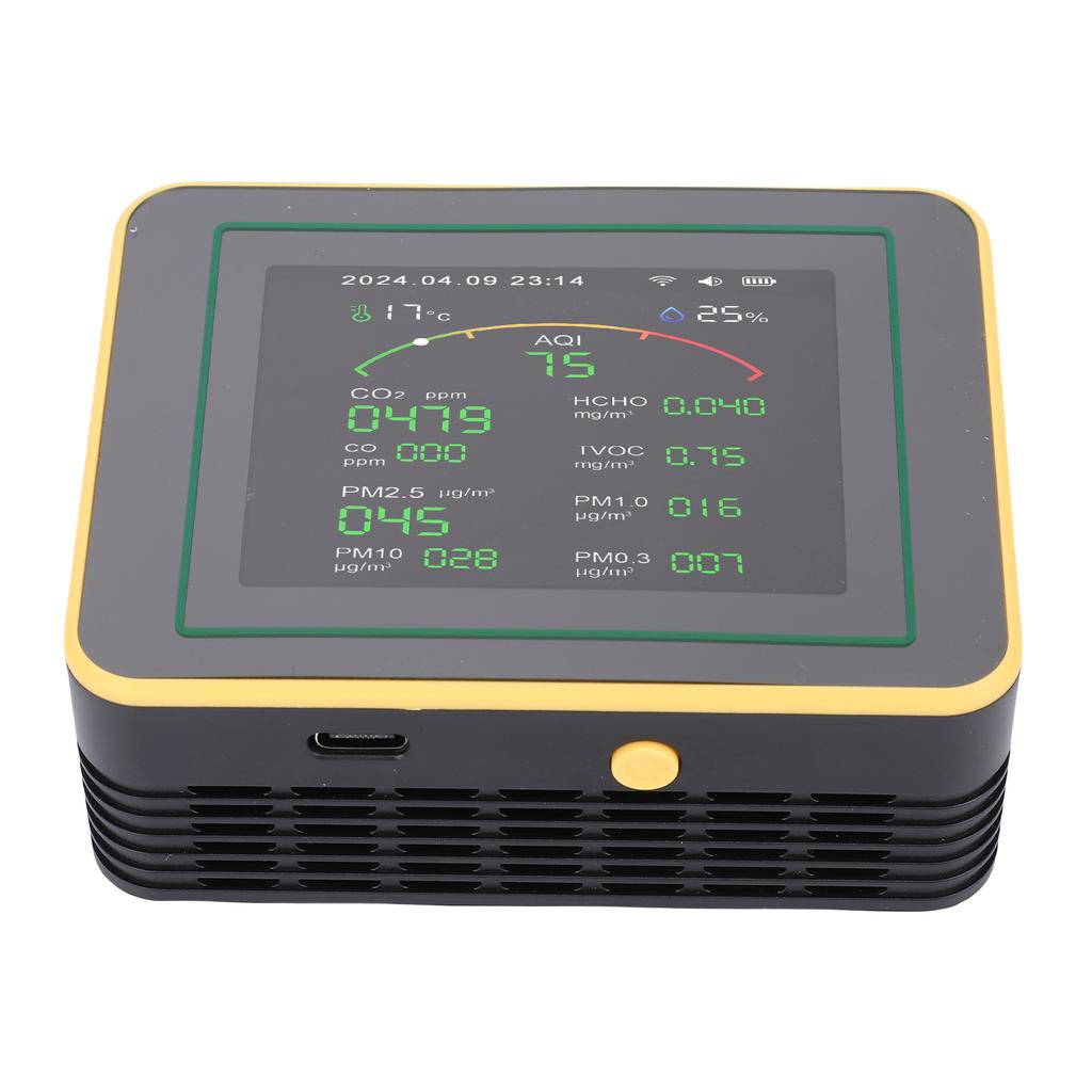 Luftqualitätsmonitor, 15-in-1 WLAN-Luftdetektor mit Farb-LCD-Bildschirm, passend für Tuya Smart, erkennt PM0.3 PM1.0 PM2.5 PM10