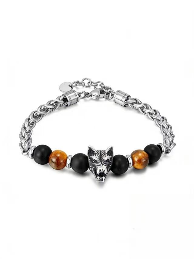 Nordic Wild Wolf Spirit Stainless Steel Bracelet, Unisex Jewelry for Those Seeking Wild Power, Stylish Accessory for Men and Wom