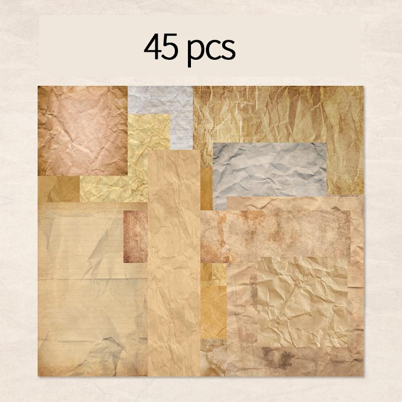 45 Pcs/pack Vintage Inviscid Decorative Paper DIY Scrapbooking Material Paper Hand Made Junk Journal Background Paper