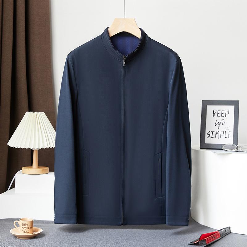 

Новая куртка с воротником-стойкой для мужчин среднего возраста, свободное пальто 58 темно-синий