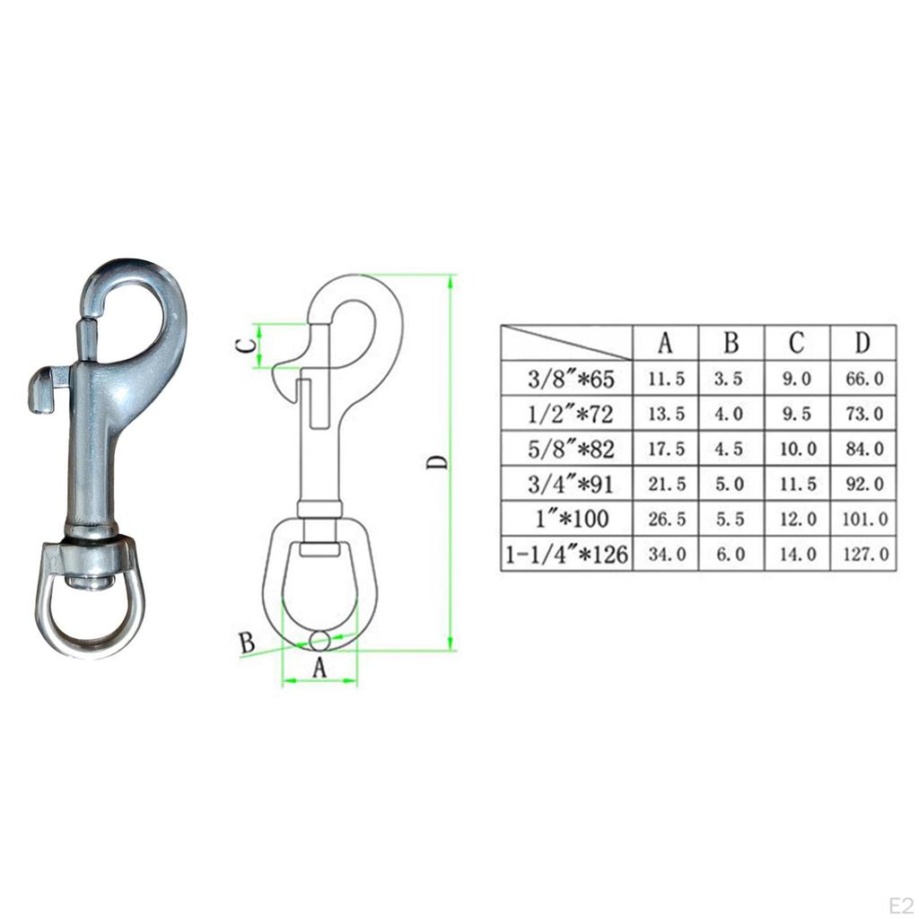 Single Ended Snap Bolt Clip Buckle & Large Swivel 16 Stainless for Underwater Diving, Boating,