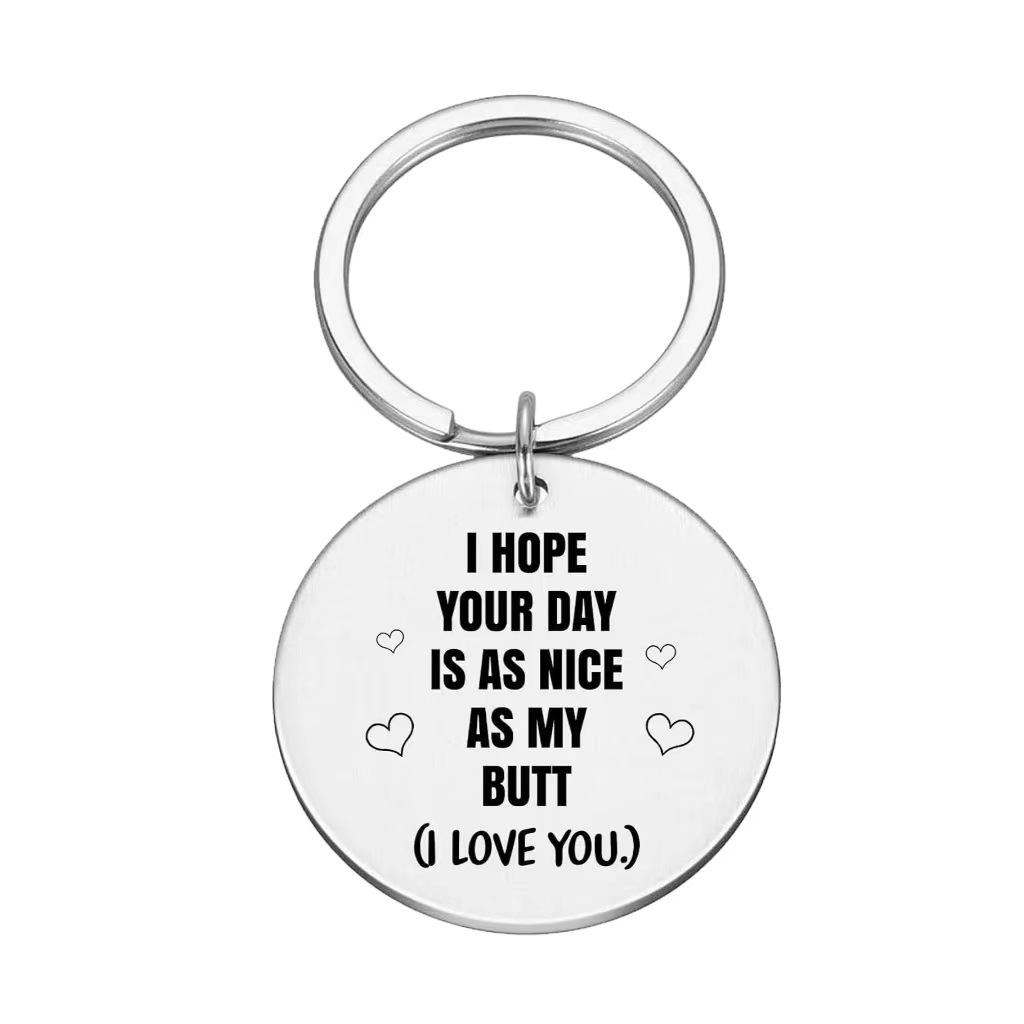I Love You Couple Stainless Steel Keychain Romantic Design Fashion Keyring Practical Creative Gift for Lover