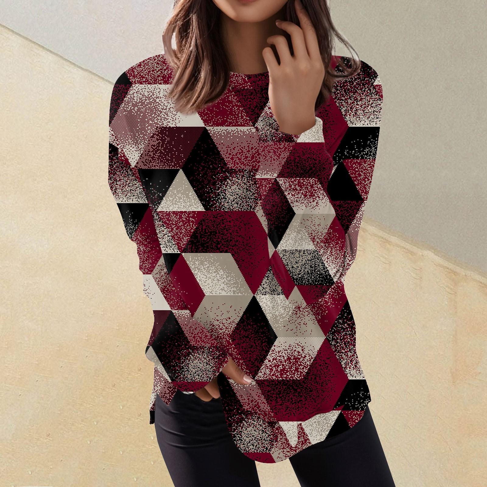 

Женский повседневный модный пуловер с длинным рукавом и круглым вырезом с принтом XXXXXL