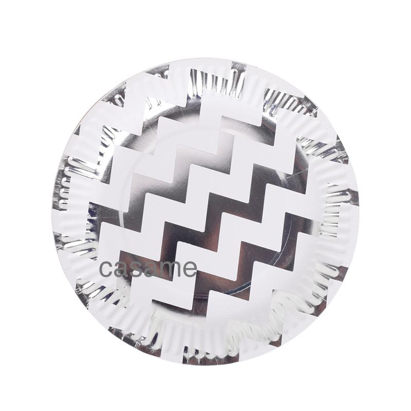 10 pezzi per 1 lotto Set di stoviglie monouso a righe blu rosa con pois Bicchieri di carta Piatti Cannucce Forchette Set monouso Decorazioni per feste di compleanno e matrimonio