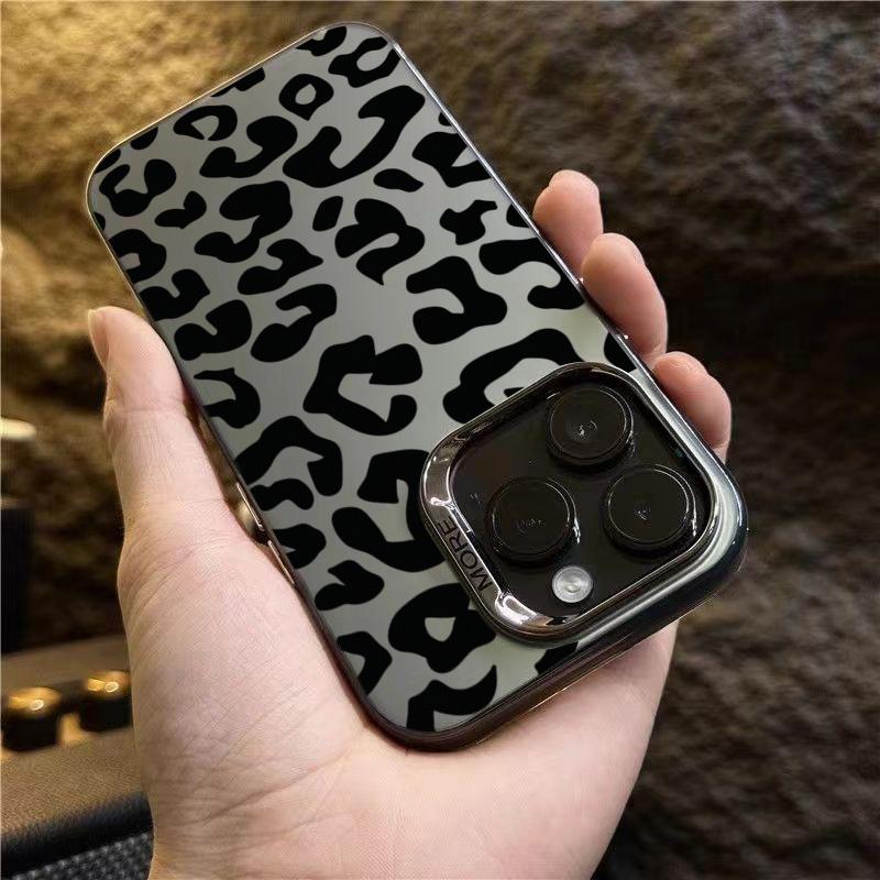 Black Brown Leopard Print IMD Phone Case For iPhone 16 15 Pro Max 14 Plus 13 12 11 16E X XR XS Max 7 8 Plus SE2 Shockproof Cover