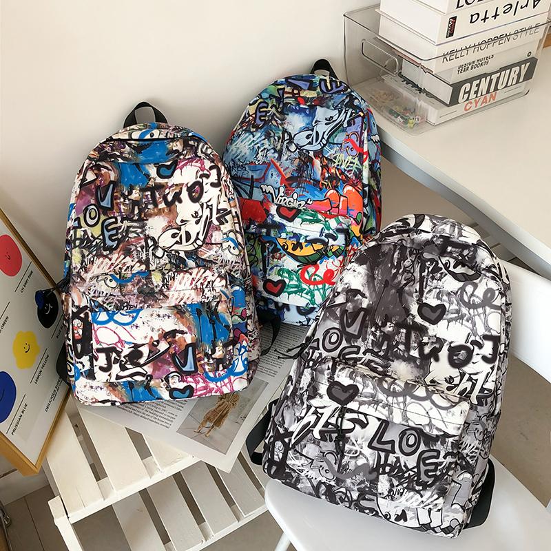 Graffiti-Rucksack mit großer Kapazität für Herren, Rucksack mit Damendruck, Schüler-Schultasche