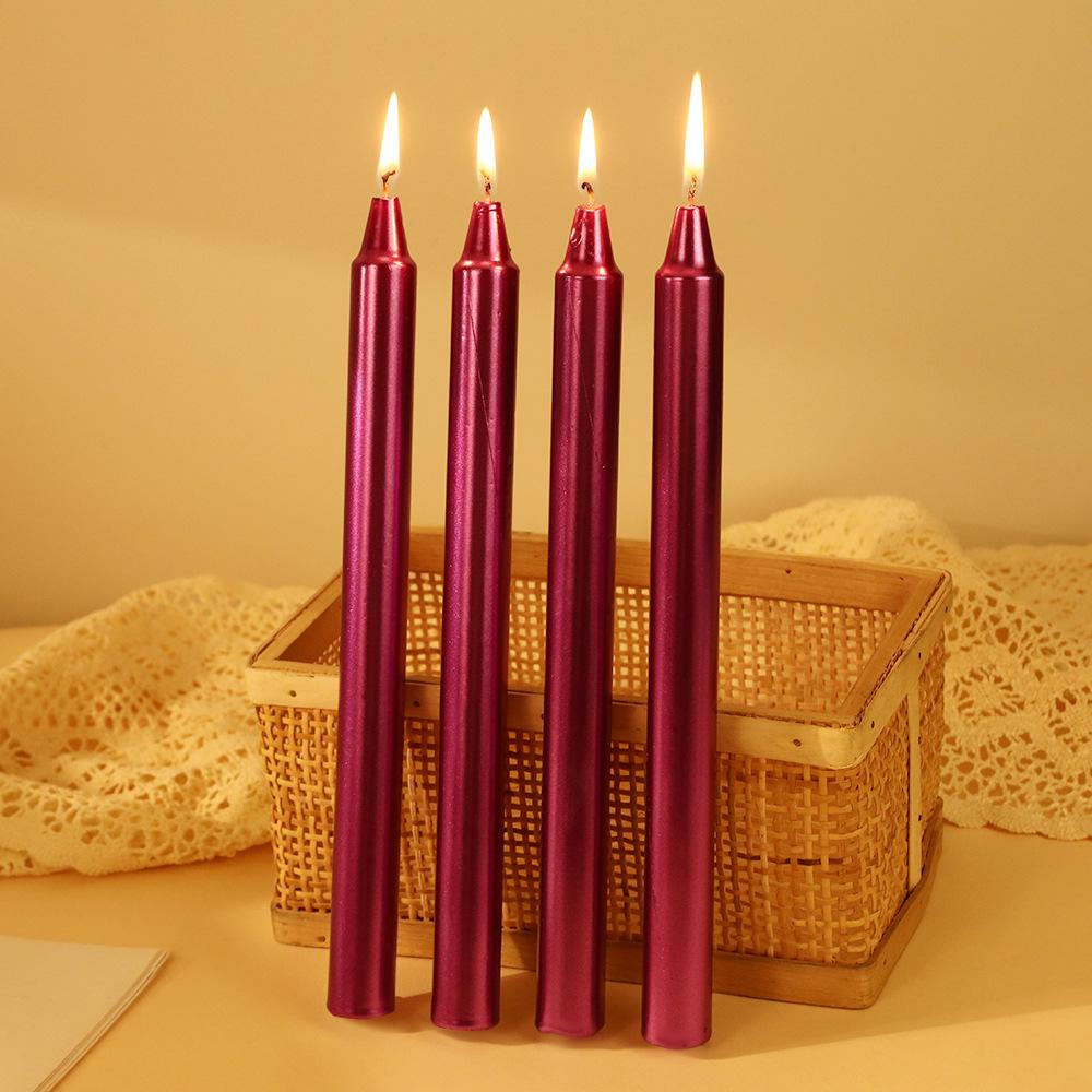 Electroplated European Long Stem Smokeless Odorless Candlelight Dinner Candles - Home Use Candlestick Customization Available