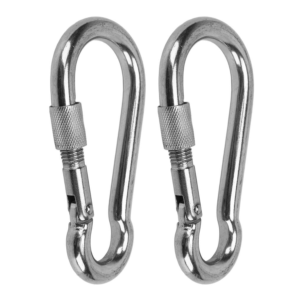 2pcs Stainless Steel Locking Clip Outdoor Camping Locking Buckle for Hiking Hammock Dog Leash Harness